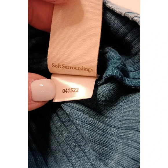 Women's Boho Hippie Turquoise Blue l/s Soft Surroundings Top Y2K Oversized Small - Picture 5 of 9